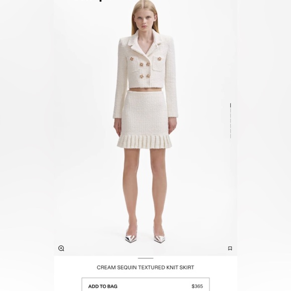 Self Portrait CREAM SEQUIN TEXTURED KNIT FULL SET - Picture 4 of 7